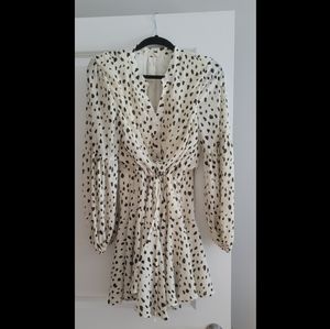 Cream and black long sleeve dress